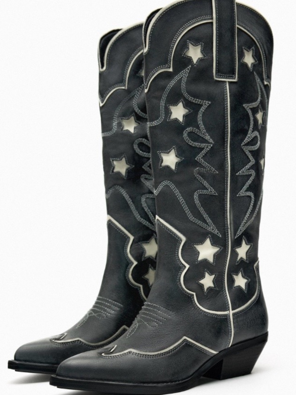 Black Star-Accent Cowboy Boots